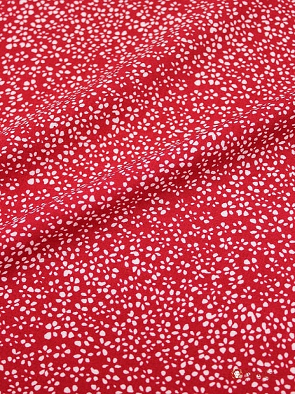 Штапель "Мелкая цветочная рябь на темно-красном", ш.1.45м, вискоза-100%, 100гр/м.кв
