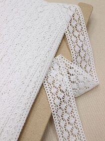 Кружево цв.белый, ш.38мм, хлопок-90%, п/э-10%, рис.164/1