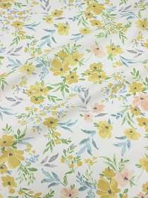Сатин "Лиат - горчичные цветы", (комп), ш.2.35м, хлопок-100%, 110гр/м.кв