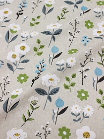 Полулен поэма "Цветущее поле" (на суровом), СОРТ2, ш.1.5м, лен-30%, хл-70%, 140гр/м.кв