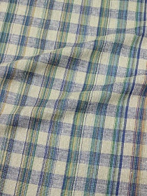 Холст полотенечный "Клетка меланж" цв.синий/бежевый, ш.0.5м, лен-40%, хлопок-60%, 200гр/м.кв