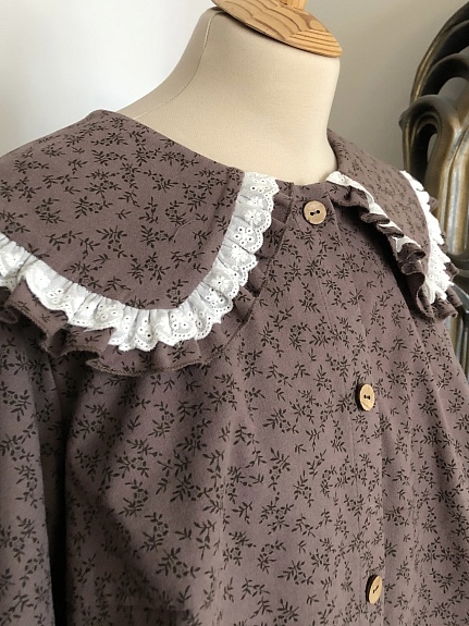 Рубашка из Теплого хлопка "Листочки - цветочки"