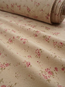 Теплый хлопок "Розовый винтаж" цв.бежево-оливковый, СОРТ2, ш.1.5м, хлопок-100%, 160гр/м.кв