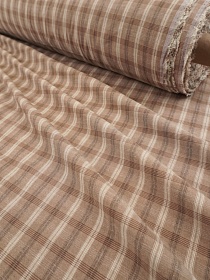 Вареный (стираный) хлопок "Тройная клетка" цв.молочный шоколад, ш.2.5м, хл-100%, 110гр/м.кв