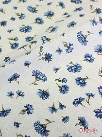 Ситец "Василек на светло-сером", ш.0.95м, хлопок-100%, 100гр/м.кв