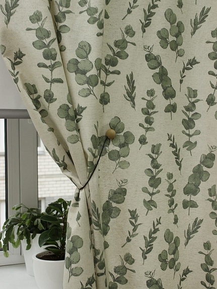 Мерный лоскут (ткань в отрезах)  Полулен "Аккорды эвкалипта" (на суровом), ш.1.5м, лен-30% хл-70%