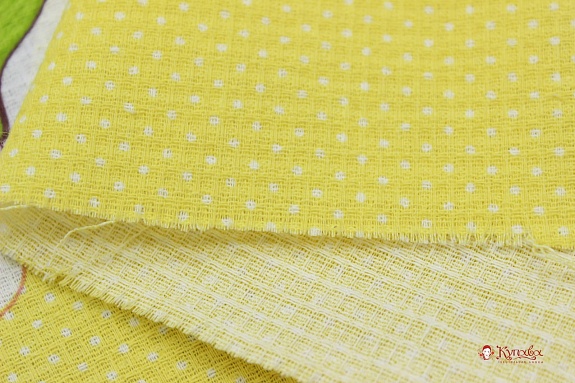 Вафельное полотно "Волшебная Пасха" цв.желтый, ш.1.5м, хлопок-100%, 165гр/м.кв, раппорт 63см 