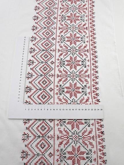 Батист с вышивкой "Славянский орнамент", ш.1.5м, хлопок-100%, 80гр/м.кв