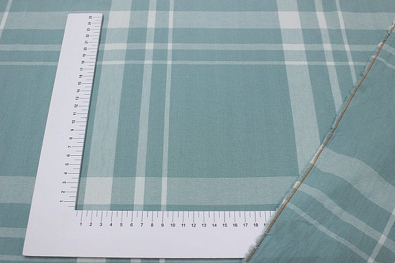 Вареный (стираный) хлопок "Комбинированная клетка" цв.мятное мороженое, ш.2.5м, хл-100%