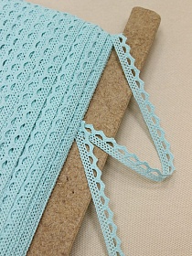 Кружево цв.мятно-бирюзовый, ш.10мм, хлопок-90%, п/э-10%