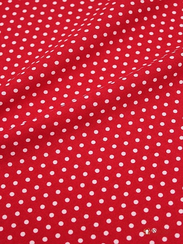 Штапель "Мелкий горох на красно-малиновом", ш.1.43м, вискоза-100%, 100гр/м.кв