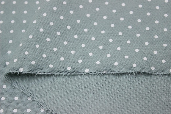 Теплый хлопок "Белый горох (2мм)" цв.голубой мох, СОРТ2, ш.1.48м, хлопок-100%, 140гр/м.кв