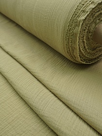 Муслин двухслойный с эффектом жатости цв.Светлый оливково-бежевый, ш.1.4м, хлопок-100%, 110гр/м.кв