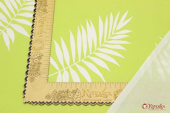 Поплин "Оазис - листья" цв.салатовый-2, ш.2.2м, хлопок-100%, 115гр/м.кв