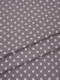 Трикотаж Кулир.гладь "Белый горох (6мм) на серо-лиловом", ш.1.96м (0.98м*2, чулок), Пенье, хлопок-100%, 145гр/м.кв