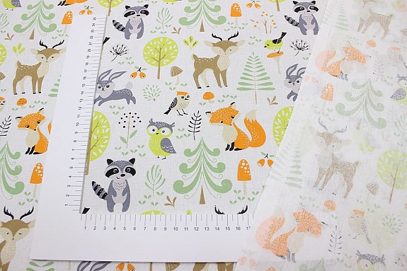 Бязь "Сказочные звери", СОРТ2, ш.1.5м, хлопок-100%, 110гр/м.кв