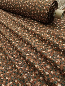 Импорт. хлопок "Мелания" (темные листочки), цв.т.коричневая карамель, ш.1.45м, хлопок-100%, 100гр/м.кв