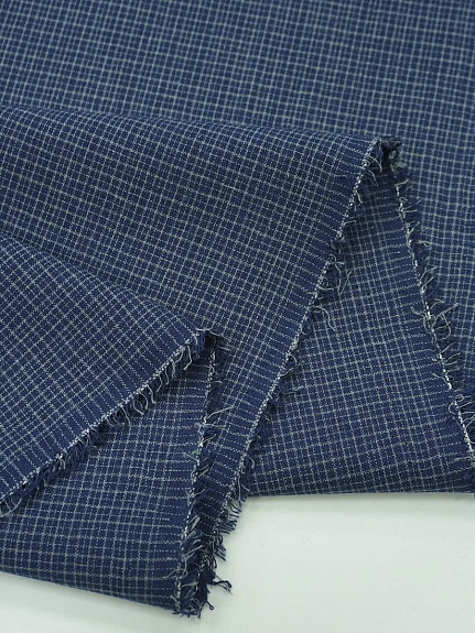 Пестрядь "Мелкая клетка" цв.серый/темно-синий, ш.1.45м, хлопок-100%, 115гр/м.кв