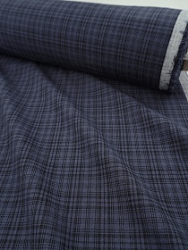 Вареный (стираный) хлопок "Клетка" цв.чернильно-синий флер, ш.2.5м, хл-100%, 115гр/м.кв