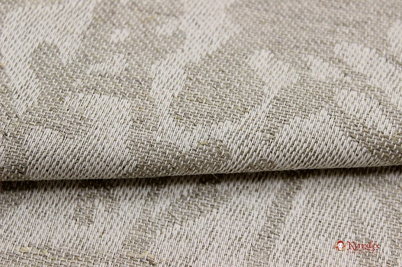 Полулен скатертной жаккард "Травы" цв.суровый, ВИД2, ш.1.6м, лен-50%, хлопок-50%