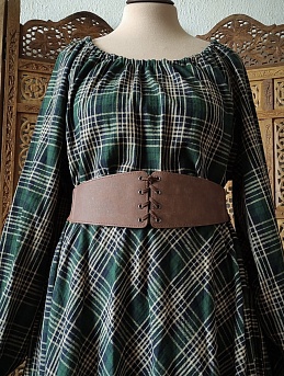 Платье из Фуле "Клетка" цв.т.кедр/бежевый