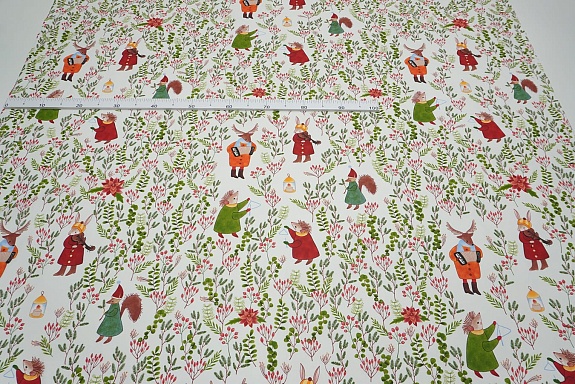 Перкаль "Лесные музыканты", ш.1.5м, хлопок-100%, 100гр/м.кв