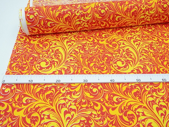 Полулен "Хохлома Перо Жар-птицы", СОРТ2, ш.1.5м, лен-50%, хлопок-50%, 150гр/м.кв