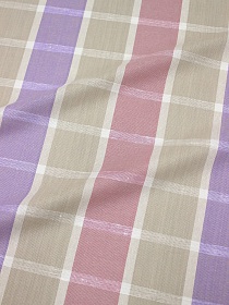 Мерный лоскут Холст полотенечный "Крупная клетка" цв.бежевый/розовый/сиреневый, ш.0.5м, лен-30%, хл-70%,140гр/м.кв