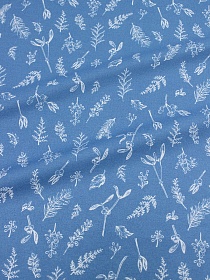 Перкаль "Дымка-веточки" цв. голубой, (комп),  ГОСТ, ш.2,2м, хлопок-100%, 110гр/м.кв