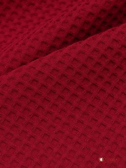 Вафельное премиум-полотно "Italy" цв.Рубиново-бордовый, ш.1.5м, хлопок-100%, 240гр/м.кв