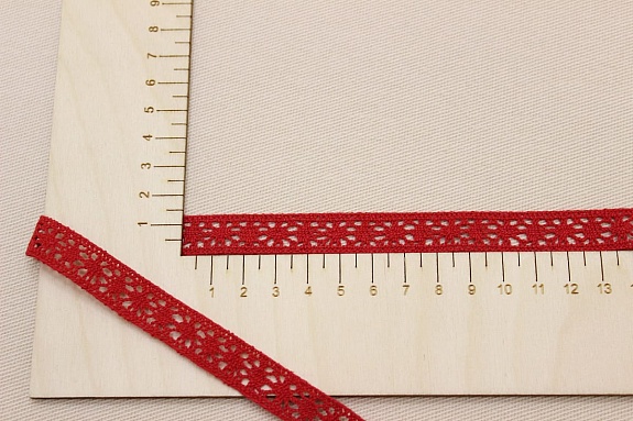 Кружево цв.красный-2, ш.14мм, хлопок-90%, п/э-10%