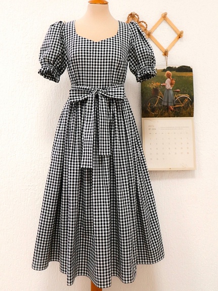 Платье из вареного хлопка в клеточку