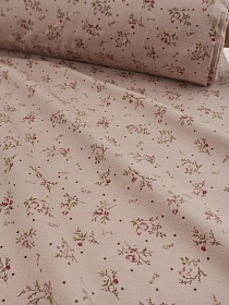 Теплый хлопок "Нежные бутончики" цв.бежево-кофейный, ш.1.5м, хлопок-100%, 150гр/м.кв