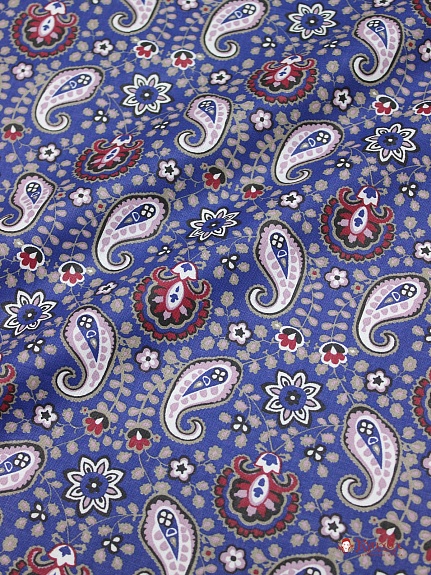 Бязь "Барановские мотивы на синем", ГОСТ, шир.1.5м, хлопок-100%, 142гр/м.кв