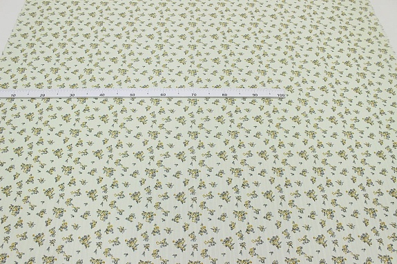 Фактурный хлопок с мережкой-полосой "Луговой букетик-горчичные цветочки", ш.1.45м, хл-100%