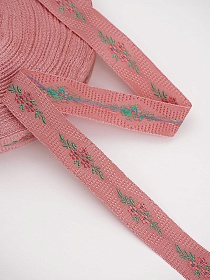 Жак.лента 18мм Розовый букетик на бруснично-розовом