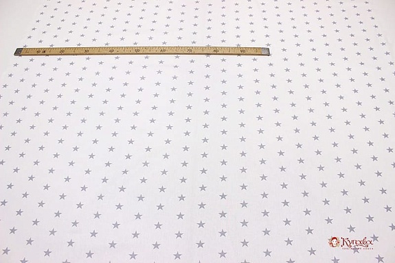 Бязь "Серые звездочки на белом", СОРТ2, ш.1.5м,  хлопок-100%, 120гр/м.кв