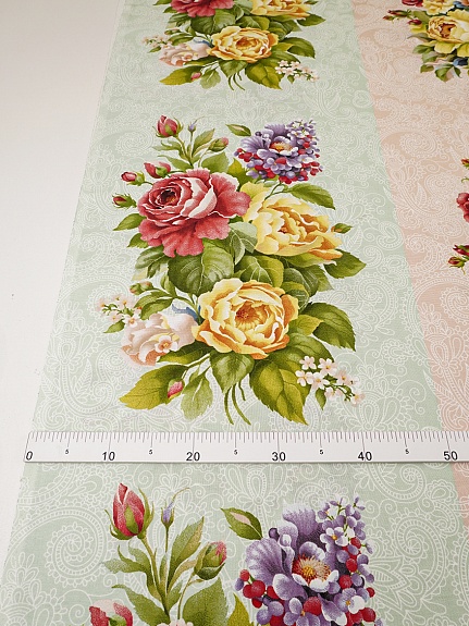 Рогожка "Садовый букет", ш.1.5м, хлопок-100%, 165гр/м.кв, раппорт 64см