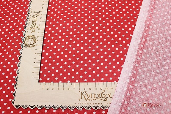 Бязь "Горох на красном-4", ш.1.5м, хлопок-100%, 120гр/м.кв