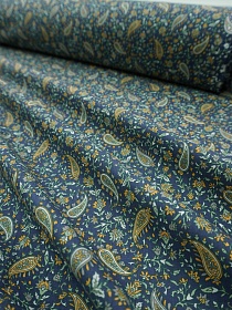 Импорт. хлопок "Восточный бутон" цв.джинс, ш.1.5м, хлопок-100%, 100гр/м.кв