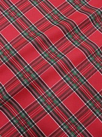 Рогожка "Шотландская клетка" цв.красный, ш.1.5м, хлопок-100%, 170гр/м.кв