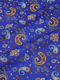 Ситец "Сказочные огурчики на васильковом", ш.0.8м,  хлопок-100%, 86гр/м.кв