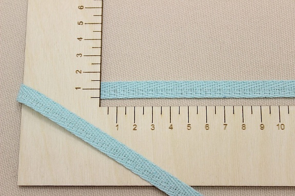 Лента киперная цв.Бледный бирюзово-мятный, ш.10мм, хлопок-90%, п/э-10%