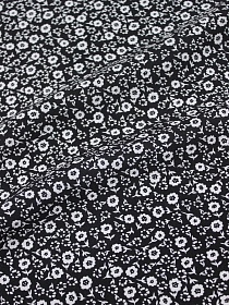 Штапель "Белые незабудки на черном", ш.1.46м, вискоза-100%, 110гр/м.кв