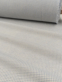 Хлопколен Цифр.печать "Мелкая клетка" (на суровом), цв.синий, СОРТ2, ш.1.4м, лен-10%, хл-90%, 130гр/м.кв