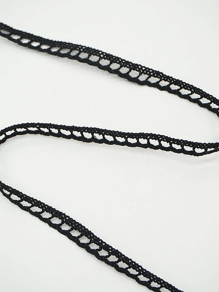 Кружево цв.черный, ш.08мм, хлопок-90%, п/э-10%, 10м