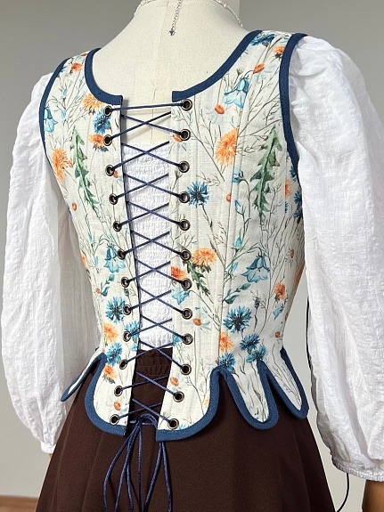 Корсет из 100% льна "Луговые цветы"