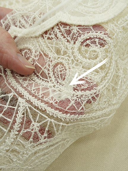 Кружевное полотно "Милада" (фестон с 2х ст.)  цв.кремовый, ш.1.3м, СОРТ2, хл-80%, нейлон-20%