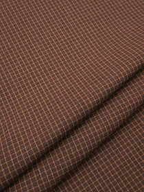 Мерный лоскут Пестрядь "Средняя клетка" цв.сепия коричневая, ш.1.45м, хлопок-95%, п/э-5%, 140гр/м.кв