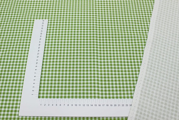 Рогожка "Мелкая клетка виши" цв.весенняя зелень, ш.1.5м, хлопок-100%, 170гр/м.кв